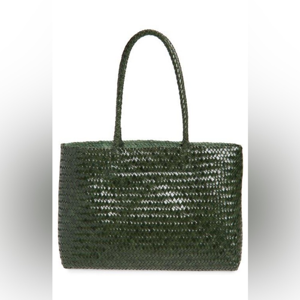 Madewell Leather Woven Tote - Green